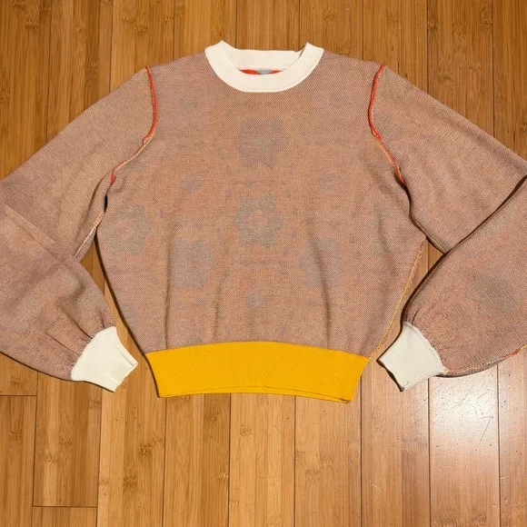 NWT Ban.do Floral Quilted Balloon Sleeve Sweater Size S - Picture 8 of 14